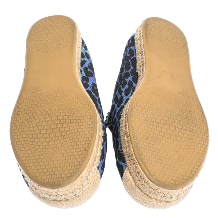 Pre Owned Stuart Weitzman Tricolor Printed Canvas Espadrille Loafers Size 38