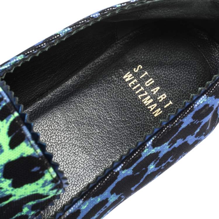 Pre Owned Stuart Weitzman Tricolor Printed Canvas Espadrille Loafers Size 38