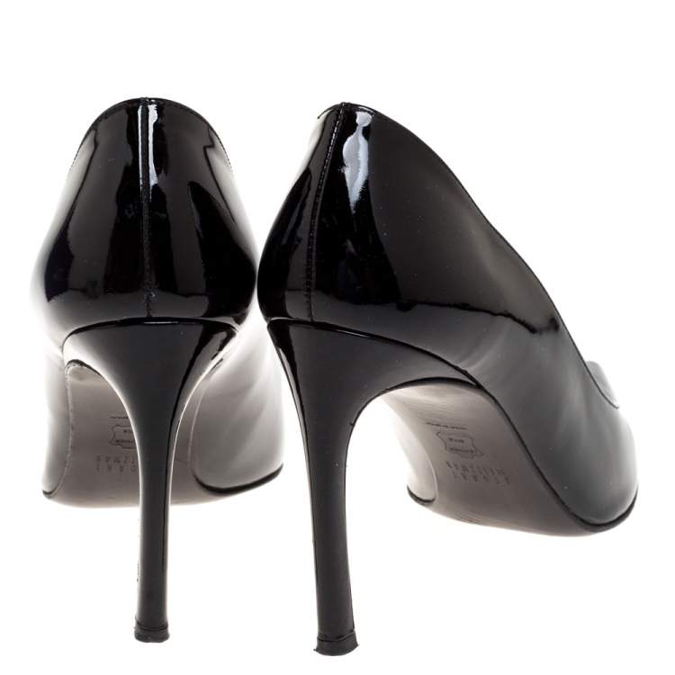 Pre Owned Stuart Weitzman Black Patent Leather Heist Pointed Toe Pumps Size 40