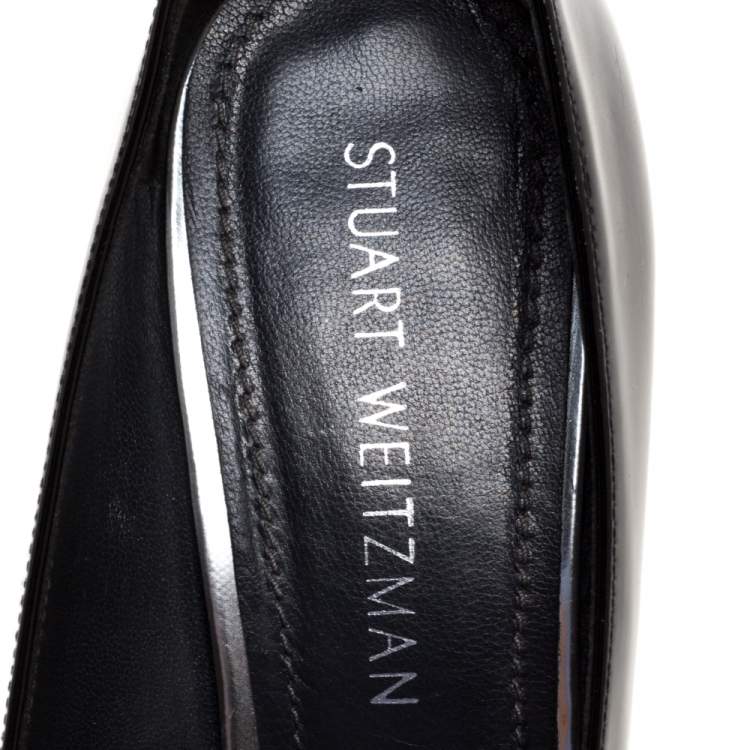 Pre Owned Stuart Weitzman Black Patent Leather Heist Pointed Toe Pumps Size 40