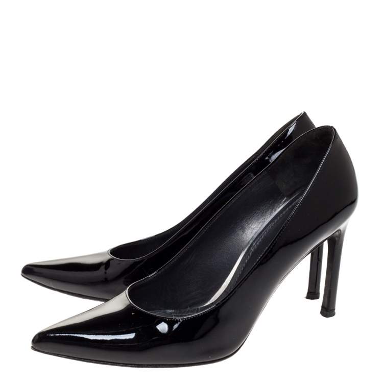 Pre Owned Stuart Weitzman Black Patent Leather Heist Pointed Toe Pumps Size 40