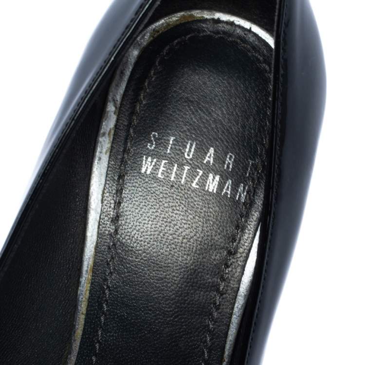 Pre Owned  Stuart Weitzman Black Patent 'The Blog' Platform Pumps Size 36
