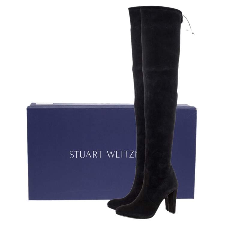 Pre Owned Stuart Weitzman Black Suede Highland Over The Knee Boots Size 40
