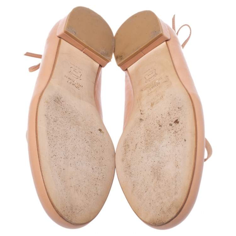 مملوكة مسبقًا Stuart Weitzman Nude Beige Leather Bolshoi Ballet Flats Size 38