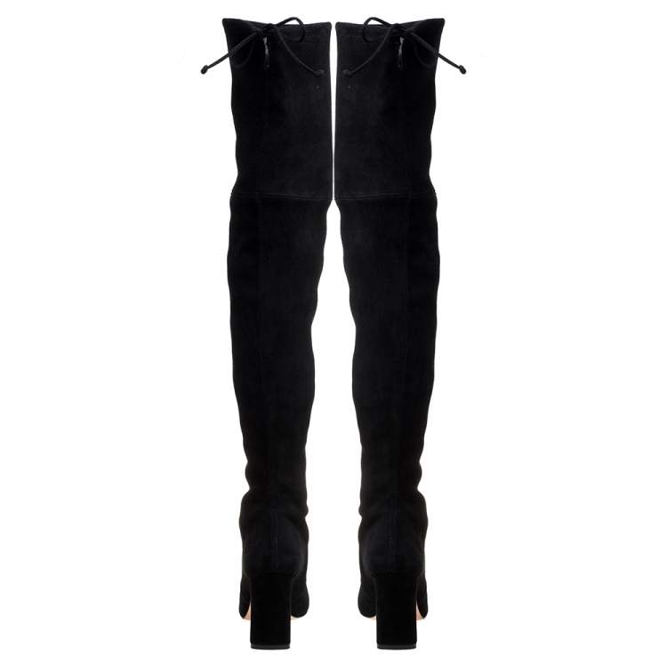 Pre Owned Stuart Weitzman Black Suede Kirstie 90 Over-the-knee Boots Size 37