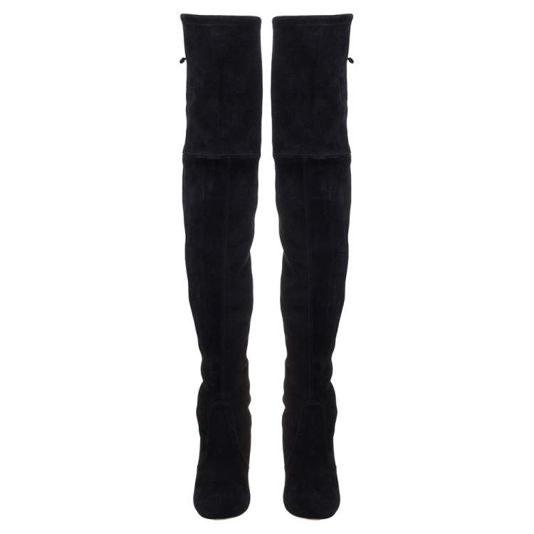 Pre Owned Stuart Weitzman Black Suede Kirstie 90 Over-the-knee Boots Size 37