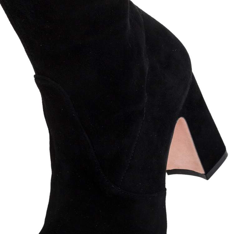 Pre Owned Stuart Weitzman Black Suede Kirstie 90 Over-the-knee Boots Size 37