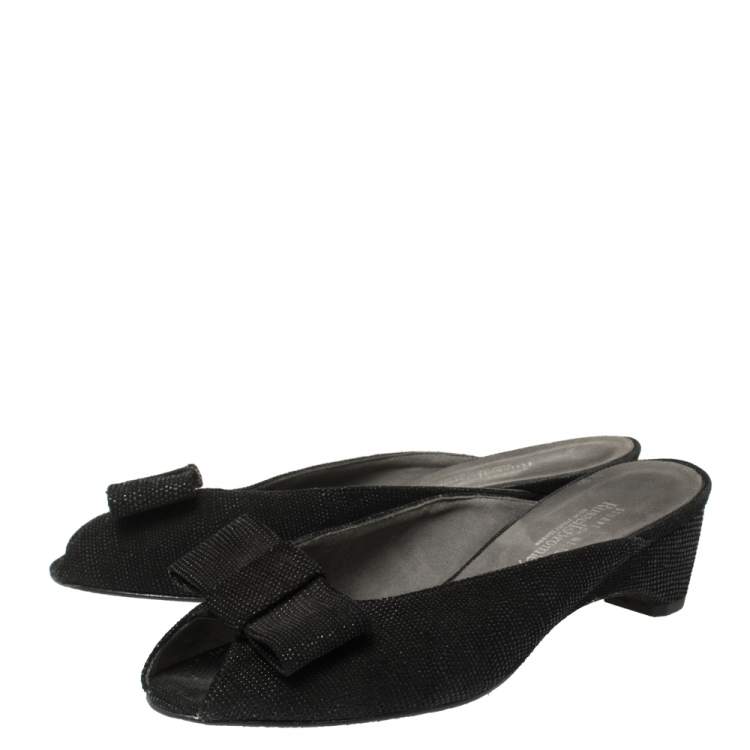 Pre Owned Stuart Weitzman Black Suede Slide Sandals Size 37