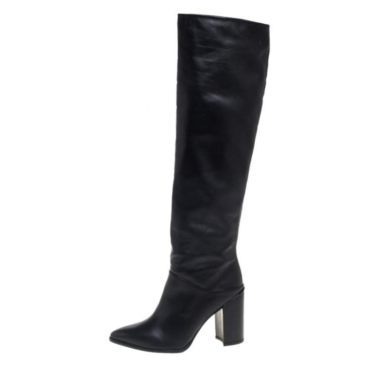 مملوكة مسبقًا Stuart Weitzman Black Leather Knee Length Boots Size 38