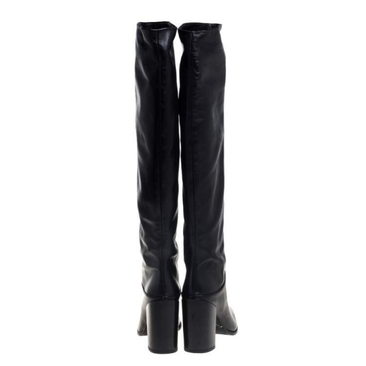 مملوكة مسبقًا Stuart Weitzman Black Leather Knee Length Boots Size 38