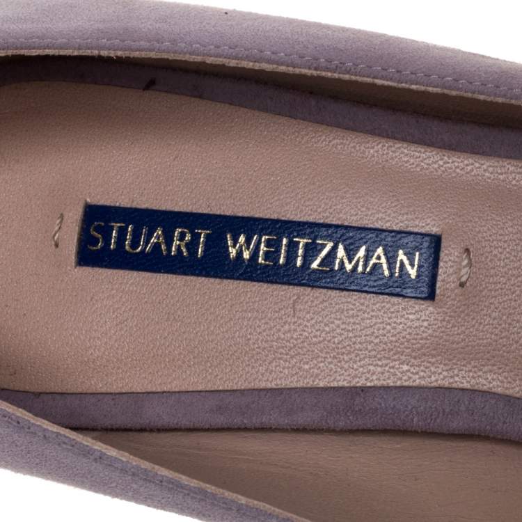 Pre Owned Stuart Weitzman Lilac Suede Pointed Toe Pumps Size 38