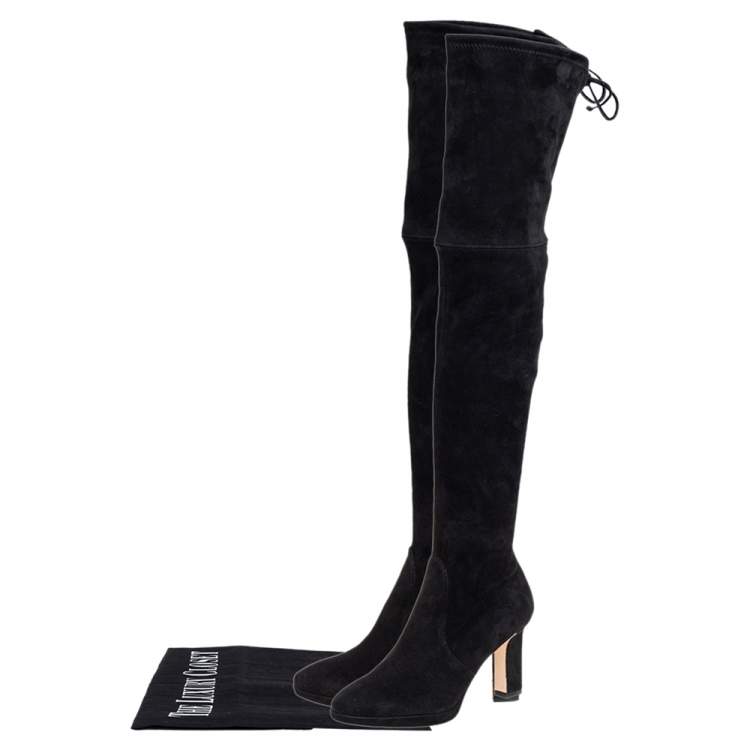 Pre Owned Stuart Weitzman Black Suede Ledyland Over-The-Knee Boots Size 35.5