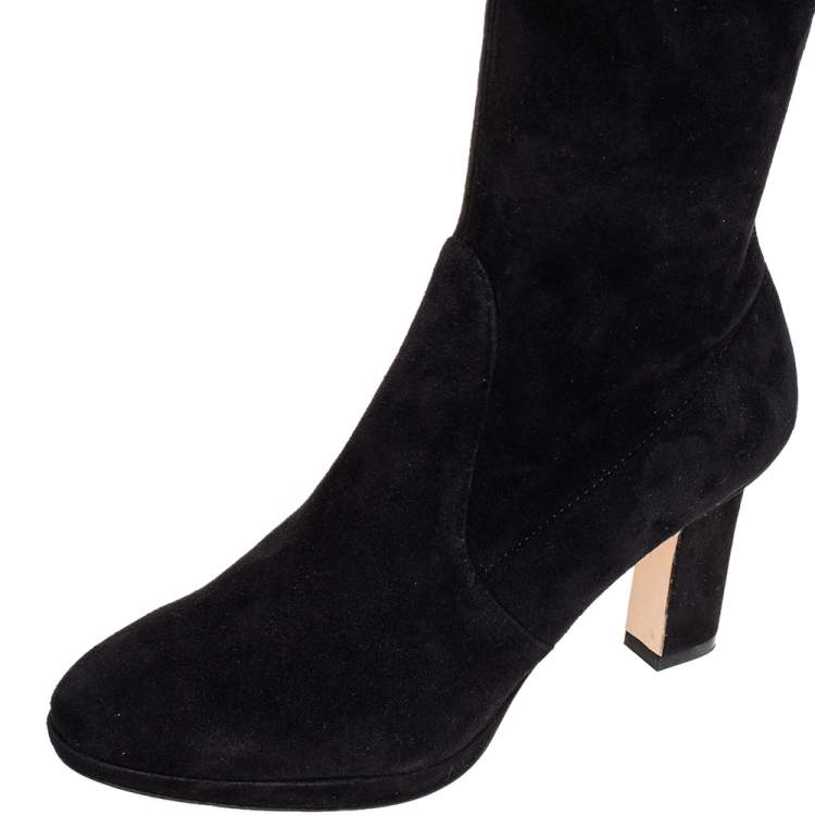 Pre Owned Stuart Weitzman Black Suede Ledyland Over-The-Knee Boots Size 35.5