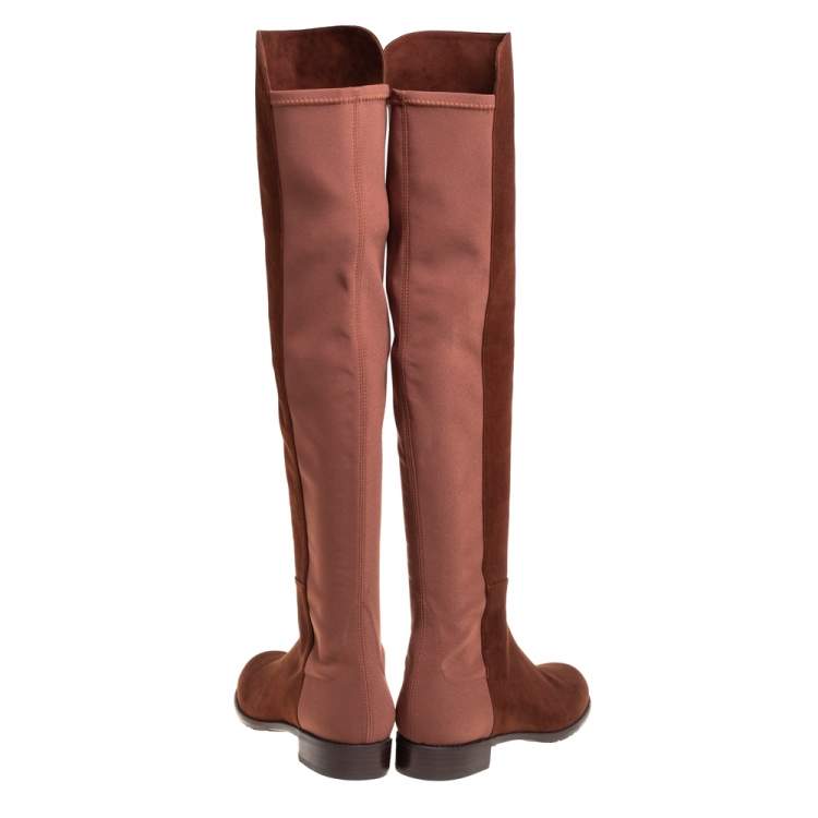 Pre Owned Stuart Weitzman Brown Suede Knee Length Boots Size 40