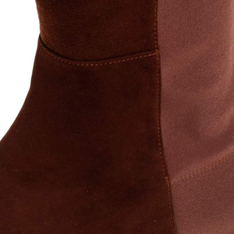 Pre Owned Stuart Weitzman Brown Suede Knee Length Boots Size 40