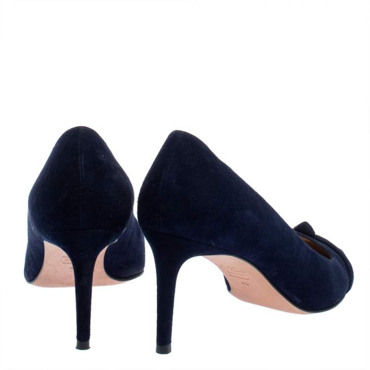 Pre Owned Stuart Weitzman Blue Suede Pointed Pumps Size 40