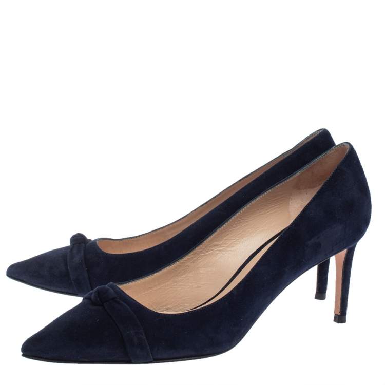 Pre Owned Stuart Weitzman Blue Suede Pointed Pumps Size 40
