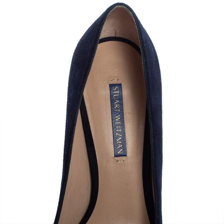 Pre Owned Stuart Weitzman Blue Suede Pointed Pumps Size 40