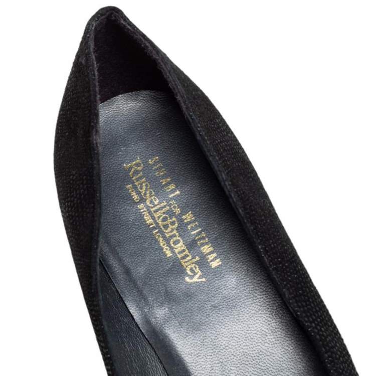 Pre Owned Stuart Weitzman Black Suede Buckle Pointed Toe Pumps Size 38.5