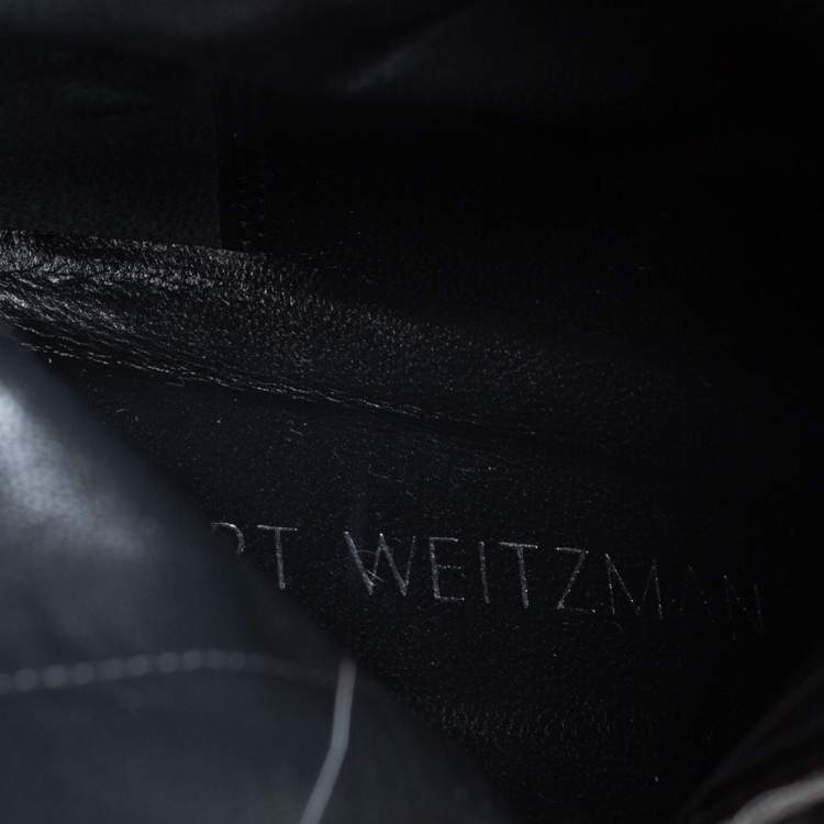 Pre Owned Stuart Weitzman Black Suede And Fox Fur Befoxy Londra Ankle Boots Size 39