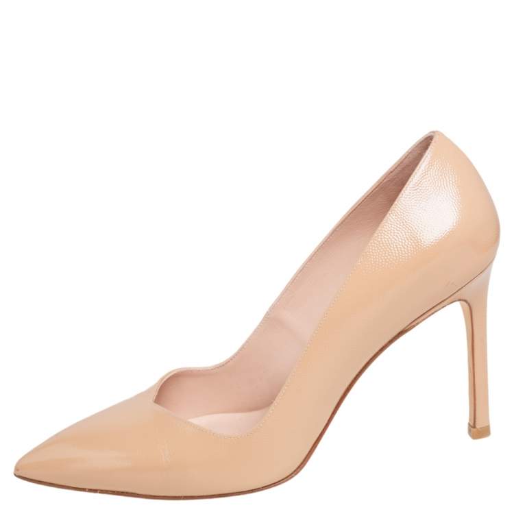 مملوكة مسبقًا Stuart Weitzman Beige Patent Leather Anny Pumps Size 39