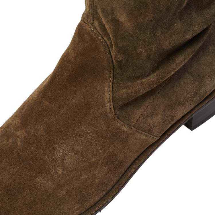 Pre Owned Stuart Weitzman Green Suede Highland Over The Knee Boots Size 40