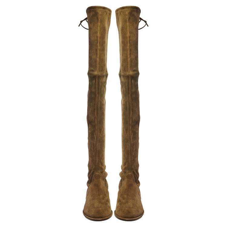 Pre Owned Stuart Weitzman Green Suede Highland Over The Knee Boots Size 40