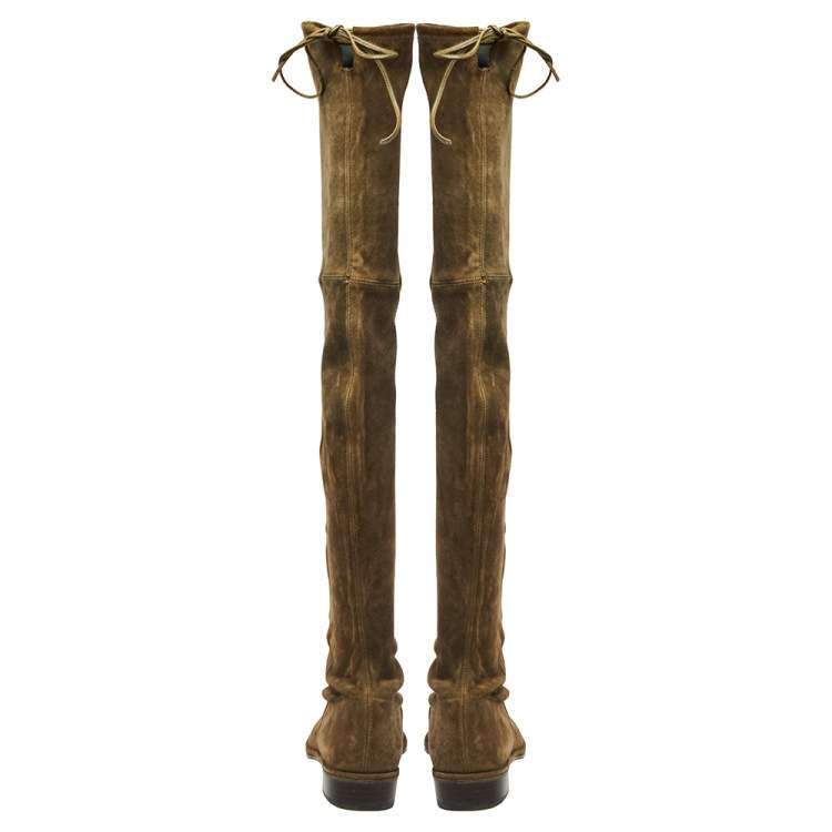 Pre Owned Stuart Weitzman Green Suede Highland Over The Knee Boots Size 40