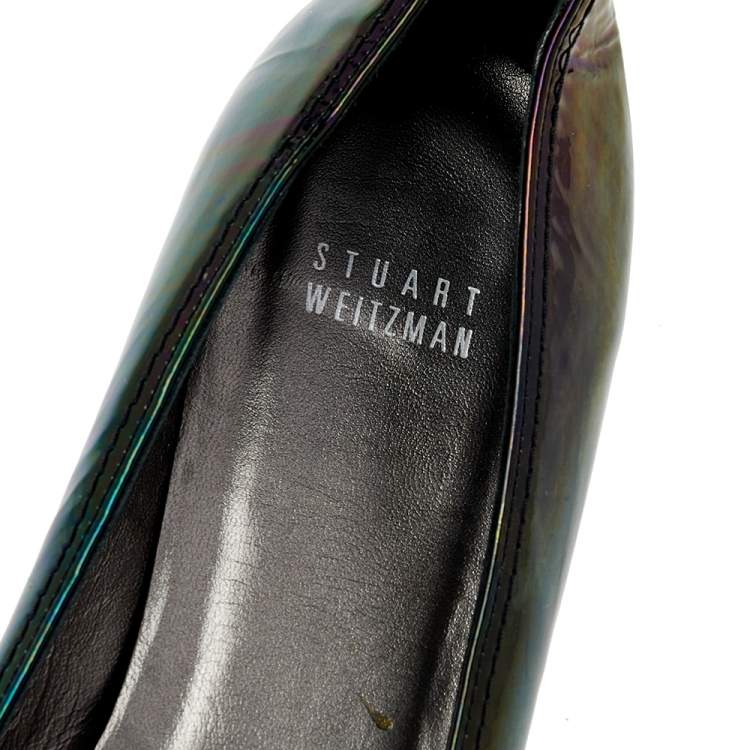 Pre Owned Stuart Weitzman Black Patent Leather Ballet Flats Size 39.5
