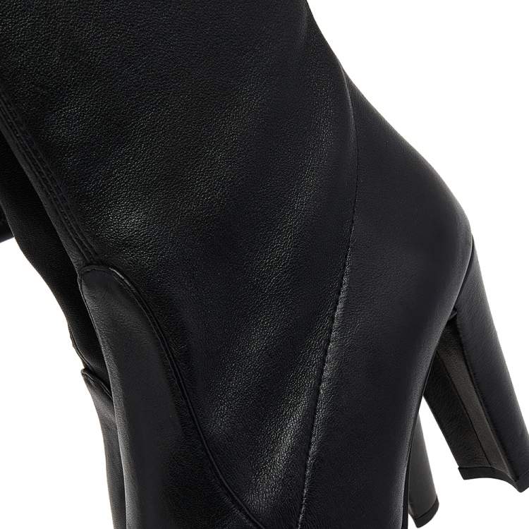 Pre Owned Stuart Weitzman Black Leather Over The Knee Length Boots Size 36.5