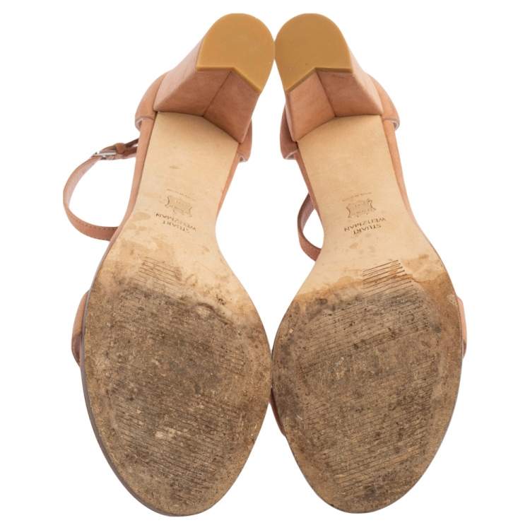 مملوكة مسبقًا Stuart Weitzman Beige Suede Ankle Strap Open Toe Sandals Size 39.5