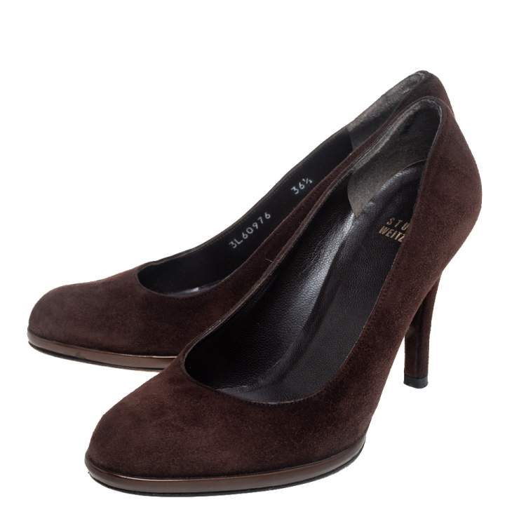 Pre Owned Stuart Weitzman Brown Suede Pumps Size 36.5