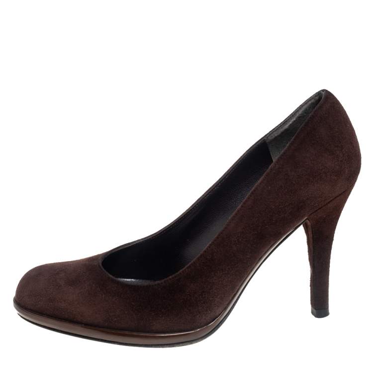 Pre Owned Stuart Weitzman Brown Suede Pumps Size 36.5