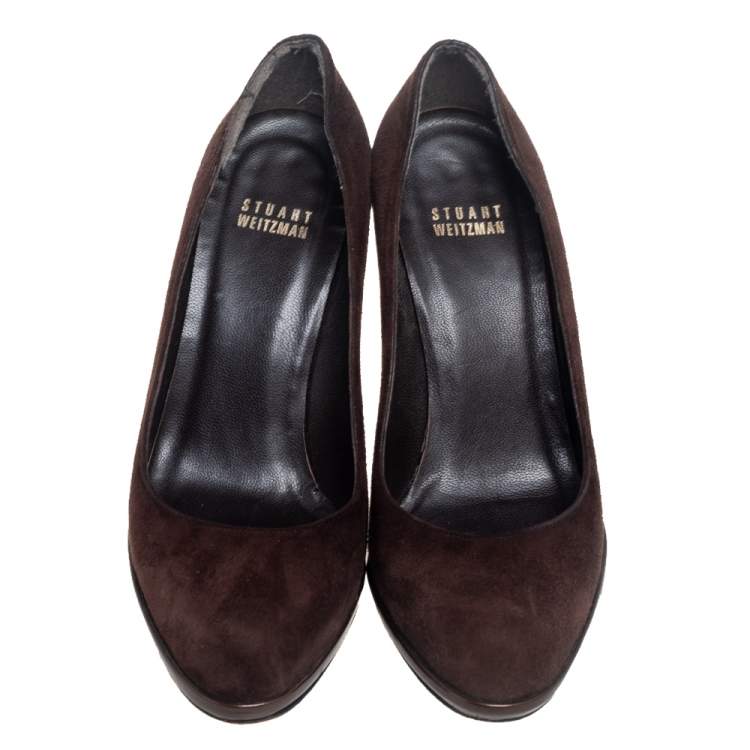 Pre Owned Stuart Weitzman Brown Suede Pumps Size 36.5