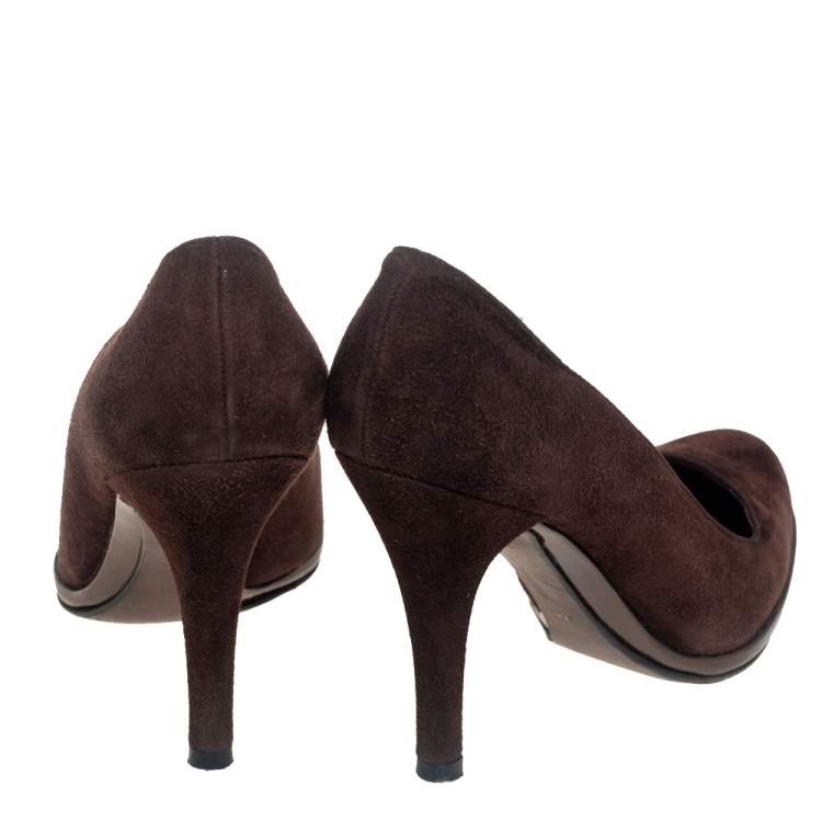 Pre Owned Stuart Weitzman Brown Suede Pumps Size 36.5