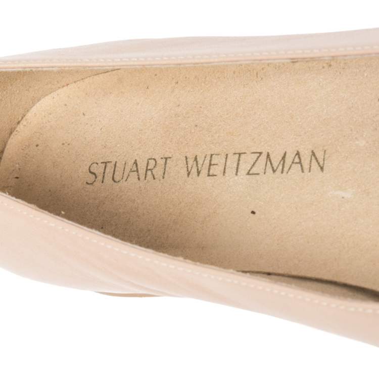 Pre Owned Stuart Weitzman Beige Leather Ballet Flats Size 37.5