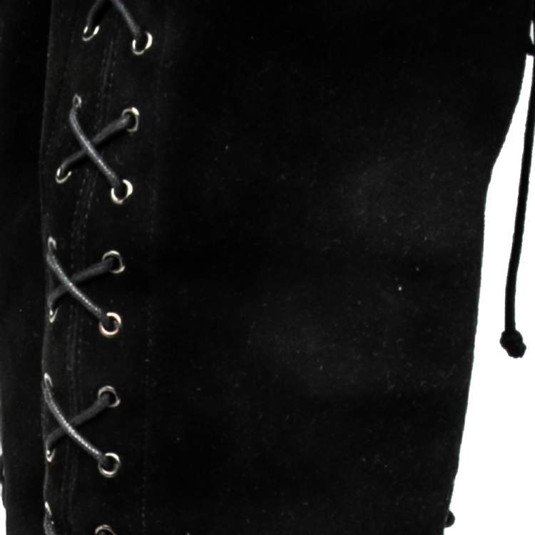 Pre Owned Stuart Weitzman Black  Suede Urban Over-The-Knee Boots Size 42