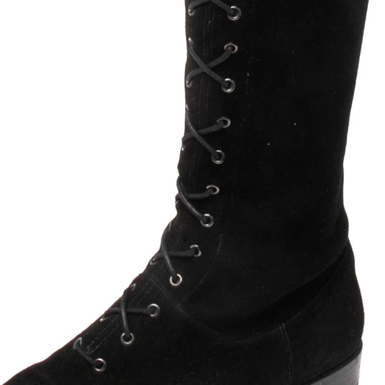 Pre Owned Stuart Weitzman Black  Suede Urban Over-The-Knee Boots Size 42