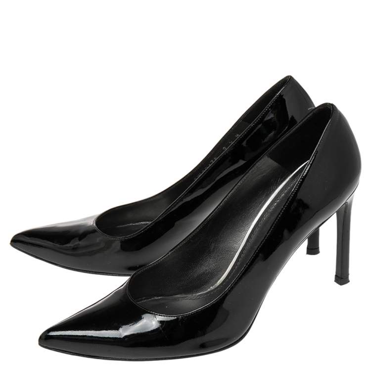 Pre Owned Stuart Weitzman Black Patent Leather Heist Pointed Toe Pumps Size 40.5