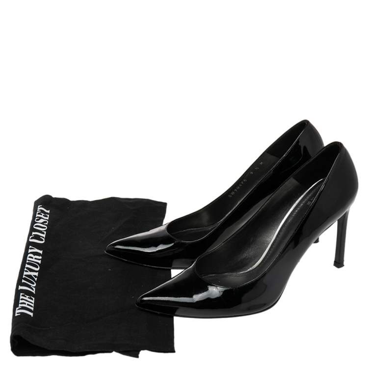 Pre Owned Stuart Weitzman Black Patent Leather Heist Pointed Toe Pumps Size 40.5