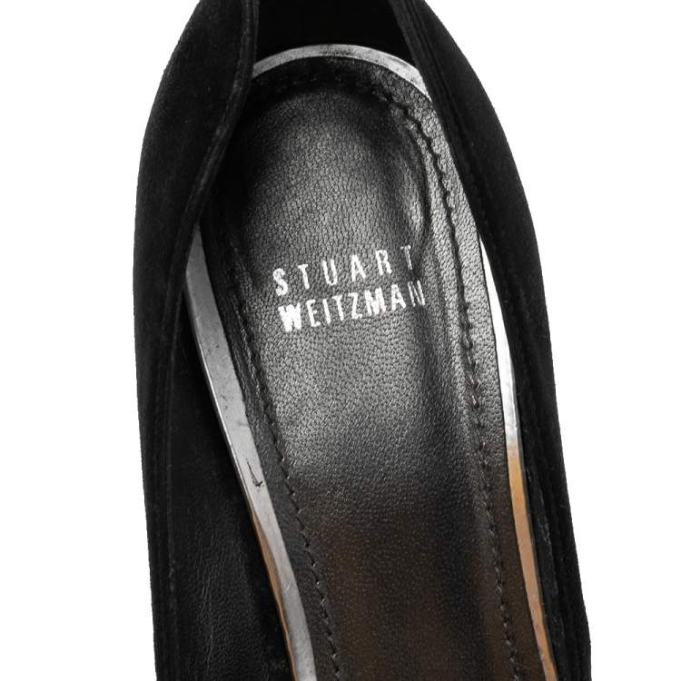 Pre Owned Stuart Weitzman Black Suede Leigh Pointed Toe Pumps Size 40