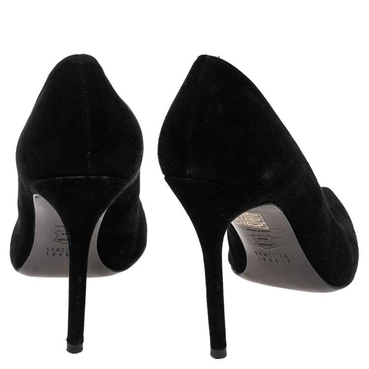 Pre Owned Stuart Weitzman Black Suede Leigh Pointed Toe Pumps Size 40