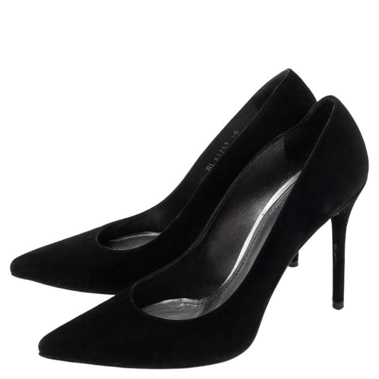 Pre Owned Stuart Weitzman Black Suede Leigh Pointed Toe Pumps Size 40