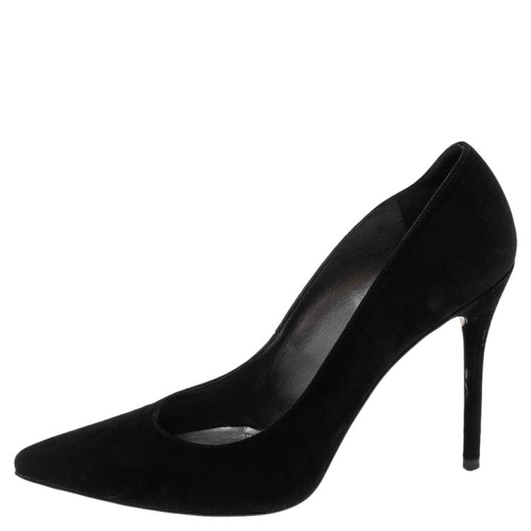 Pre Owned Stuart Weitzman Black Suede Leigh Pointed Toe Pumps Size 40