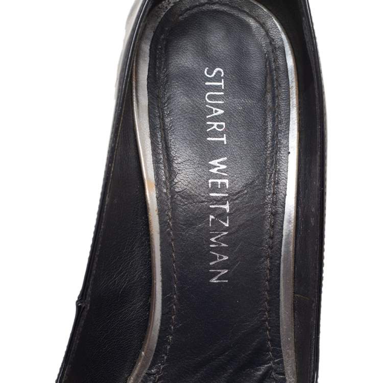 Pre Owned Stuart Weitzman Black Patent Leather Pointed Toe Pumps Size 39
