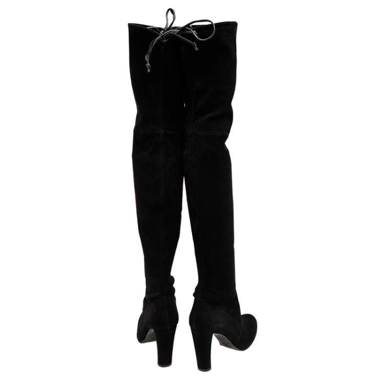 Pre Owned Stuart Weitzman Black Suede Highland Over The Knee Boots Size 38