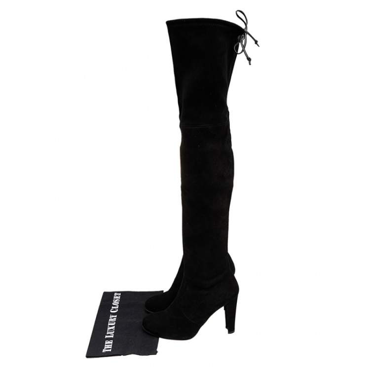 Pre Owned Stuart Weitzman Black Suede Highland Over The Knee Boots Size 38
