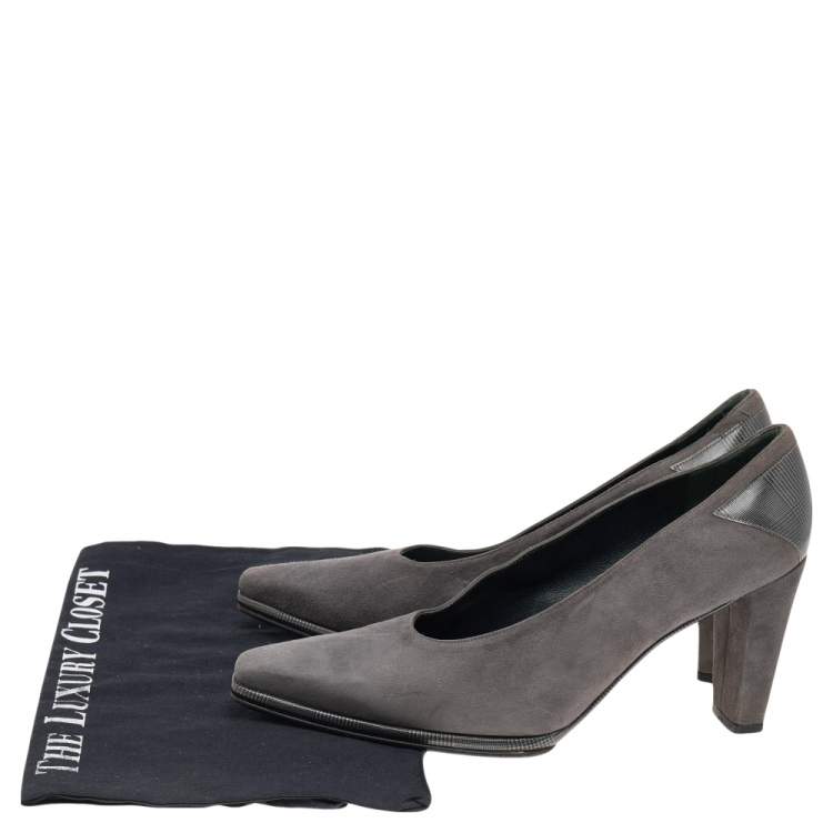 Pre Owned Stuart Weitzman Grey Suede Pumps Size 38.5