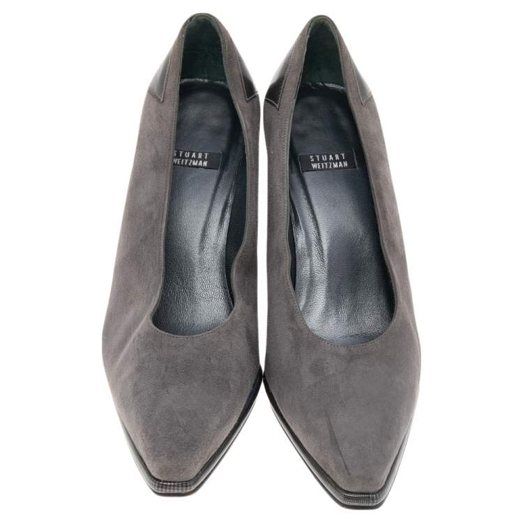 Pre Owned Stuart Weitzman Grey Suede Pumps Size 38.5