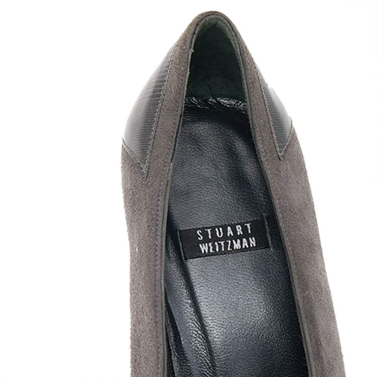 Pre Owned Stuart Weitzman Grey Suede Pumps Size 38.5
